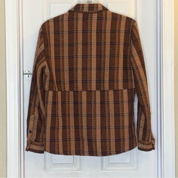 Urban Outfitters BDG Brown Plaid Shirr Jacket Size Small - Picture 2 of 9